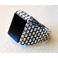 thumbnail image 4 of Black Onyx Ring, Oxidized Silver Jewelry, 925 Silver Ring, Father's Day, Flat Natural Black Onyx, December Birthstone Ring, Heavy Mens Ring, Spiritual Healing Gemstone, Christmas, Designer Mens Ring, 4 of 4