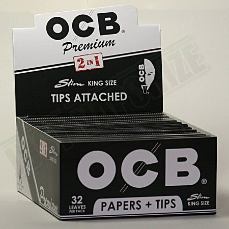Ocb Rolling Papers - Premium Slim Rolling Paper King Size With Filter Tips 3 booklets, 3 booklets x 32 papers With FILTER TIPS = total 96 papers By OCB