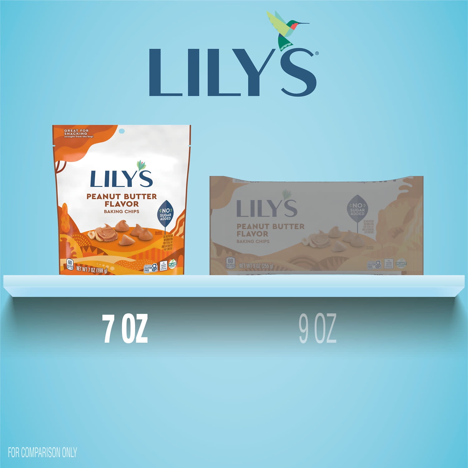 (3 pack) Lily's Peanut Butter Flavored No Sugar Added, Gluten Free Baking Chips, Bag 7 oz