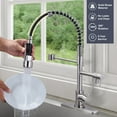 thumbnail image 4 of Brass Kitchen Faucet with Pull Down Sprayer, WOWOW High Arc Commercial Spring Kitchen Faucet for Sinks 1 or 3 Hole, Single Handle Brushed Nickel Kitchen Sink Faucet with Deck Plate, 4 of 6