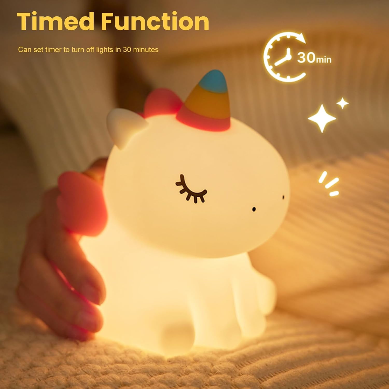 Unicorn Night Light for Kids, Cute Silicone Baby Nursery Night Light Dimmable LED Unicorns Lamp Rechargeable Bedside Lamp Nightlight Unicorn Toys for Girls Toddler Women Gifts Bedroom Kids Room Decor