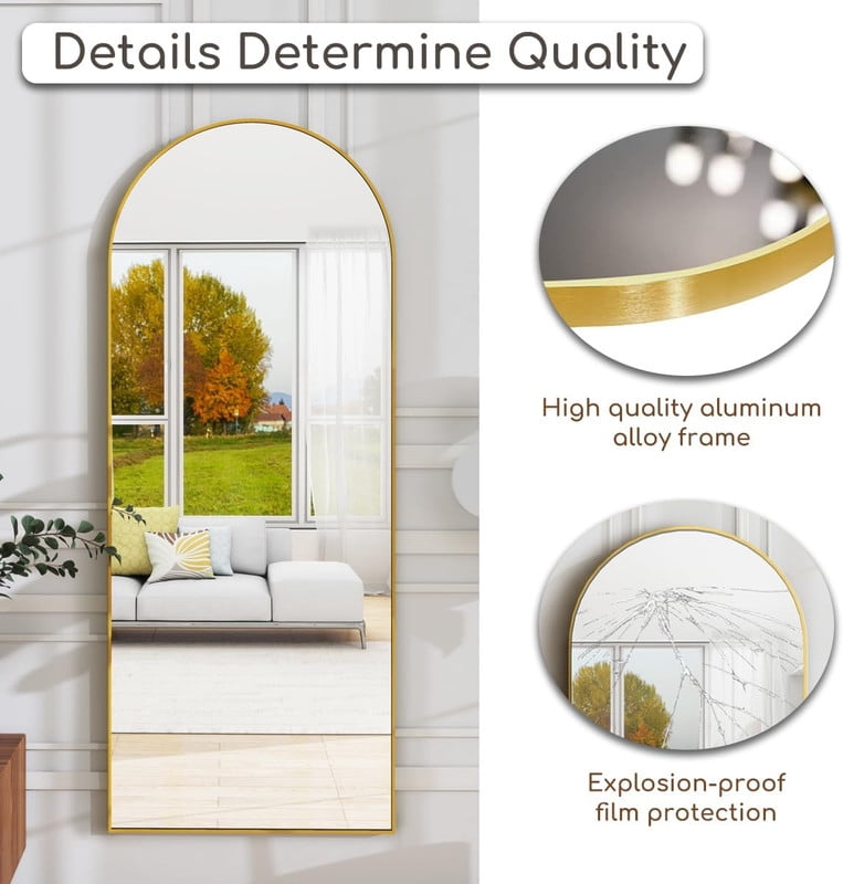 Lumora 21"x 56" Arched Full Length Mirror Floor Mirror Full Body Standing Mirror, Gold