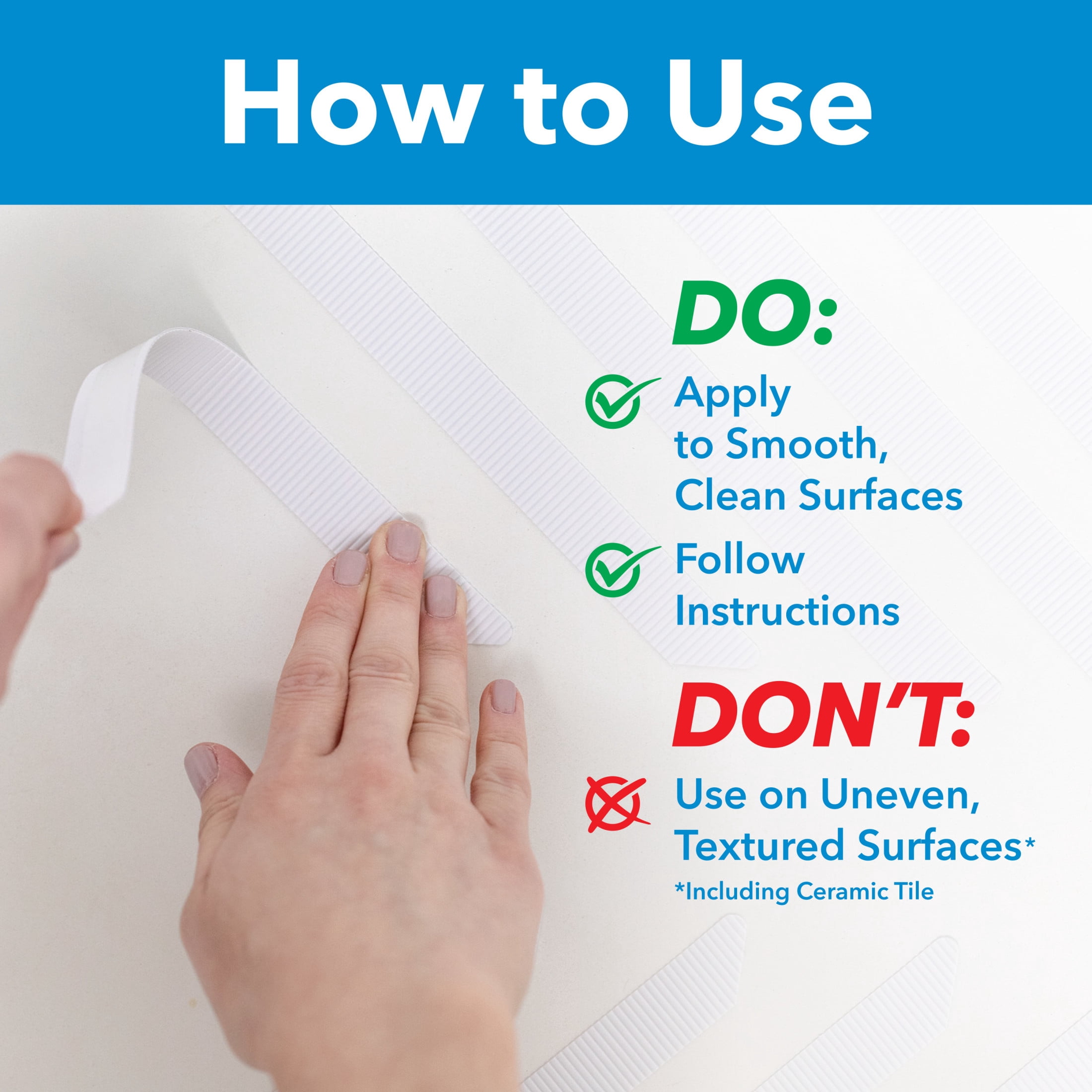 (6 pack) Duck Brand 8.75" x 0.75" Adhesive Bathtub Treads, White, (18 Count)