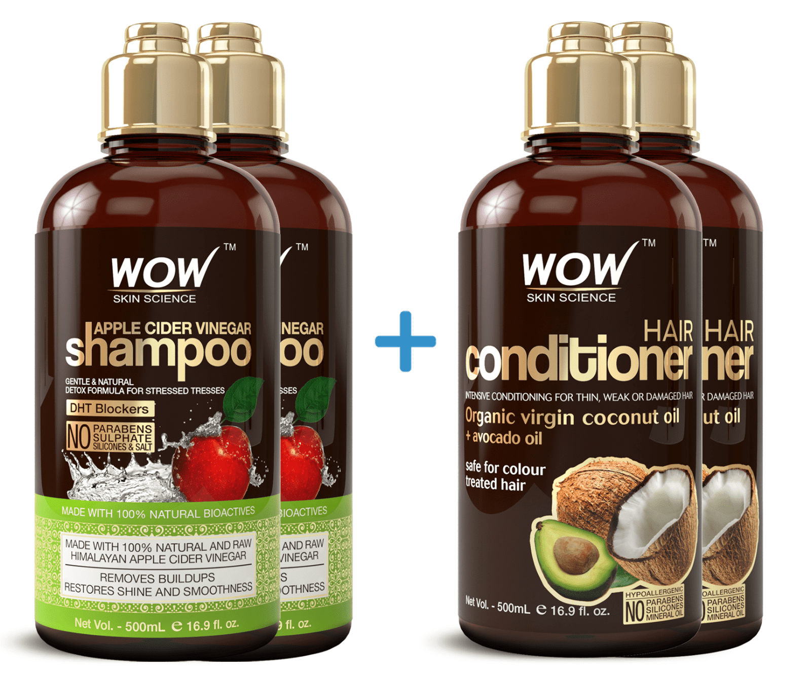 WOW Apple Cider Vinegar Shampoo + Coco Avocado Conditioner ...