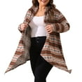 thumbnail image 2 of DARING DIVA Plus Size Front Open Lightweight Striped Long Sweaters 2X Brown, 2 of 6