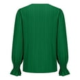 thumbnail image 5 of Holzkary Women's Casual V Neck Tiered Ruffle Bell Long Sleeve Blouse Shirt Tunic Top Pleated Elegant Dress Tunic Shirts Ladies' Autumn Fashion Casual V Neck Long Sleeved Sleeve Shirt T Shirt Green M, 5 of 9