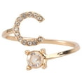 thumbnail image 4 of 1Pc Rhinestone Inlaid Ring Initial Finger Ring Fashion Finger Jewelry (Golden), 4 of 8