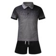 thumbnail image 3 of Vedolay Two Piece Short Sets Mens 2023 Summer 2 Piece Set Short Sleeve T Shirts and Shorts Sets,Black S, 3 of 4