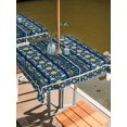 thumbnail image 3 of Square Outdoor Tablecloth with Umbrella Hole Boho Teal Floral Outside Table Cloth Waterproof Patio Table Cover Farmhouse Ethnic Tribe Zipper Tablecloths for Picnic Party Camping 60x60 Inch, 3 of 8