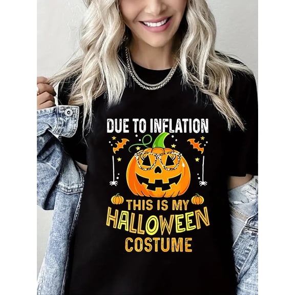 This is My Halloween Costume Print Halloween Short Sleeve Shirt for Women