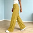 thumbnail image 5 of Women's Gingham Plaid Wide Leg Pants High Waist Casual Loose Trousers with Pockets for Daily Work Wear Trendy Street Outfit Yellow, 5 of 5