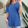 thumbnail image 2 of GigrtiJin Womens Short Sleeve Tops Casual Solid Color Round Neck T-Shirt Loose Comfy Basic Summer Blouse, 2 of 9