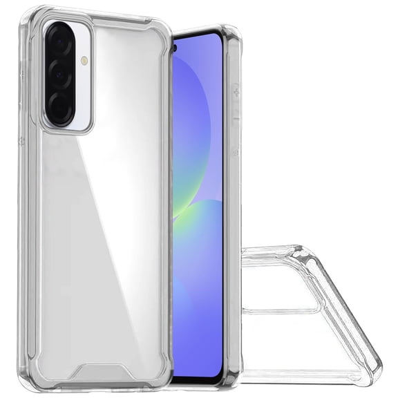 For Samsung Galaxy A37 Colored Shockproof Transparent Hard PC TPU Hybrid Case Cover - Clear/Clear