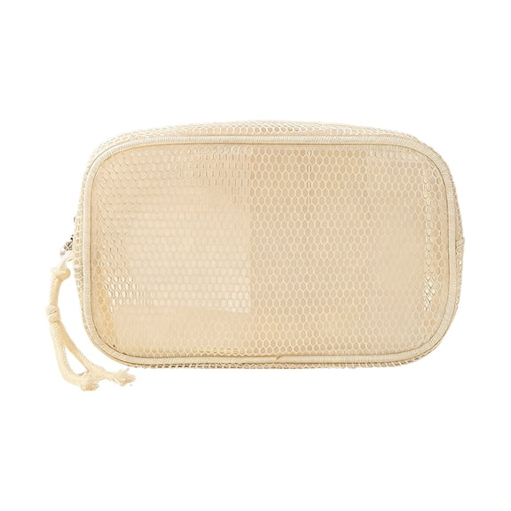 COM1950s Mesh Makeup Pouch, Travel Cosmetic Bag with Zipper, Clear See Through Organizer for Toiletries, Small Storage Pouch for Purse or Home, Nylon Spandex