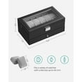 thumbnail image 6 of 12-Slot Watch Box, 2 Layers PU Lockable Watch Case with Glass Lid with 1 Drawer, Black and Gray, 6 of 7