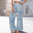 thumbnail image 6 of Dress Pants Women Petite High Waisted Wide Leg Summer Beach Vacation Pants Boho Lounge Casual Palazzo Trousers, 6 of 8