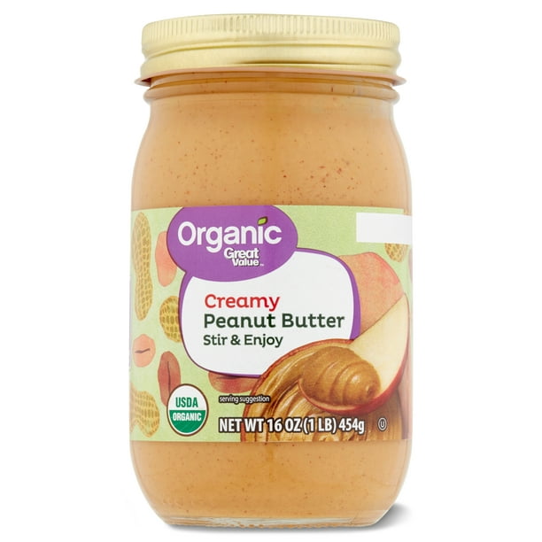 Great Value Organic Creamy Stir Peanut Butter, 16 oz 