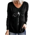 thumbnail image 1 of Camiseta de manga larga suelta con cuello redondo y estampado de letras informales a la moda para mujer Fridja  fhghd1873, 1 of 5