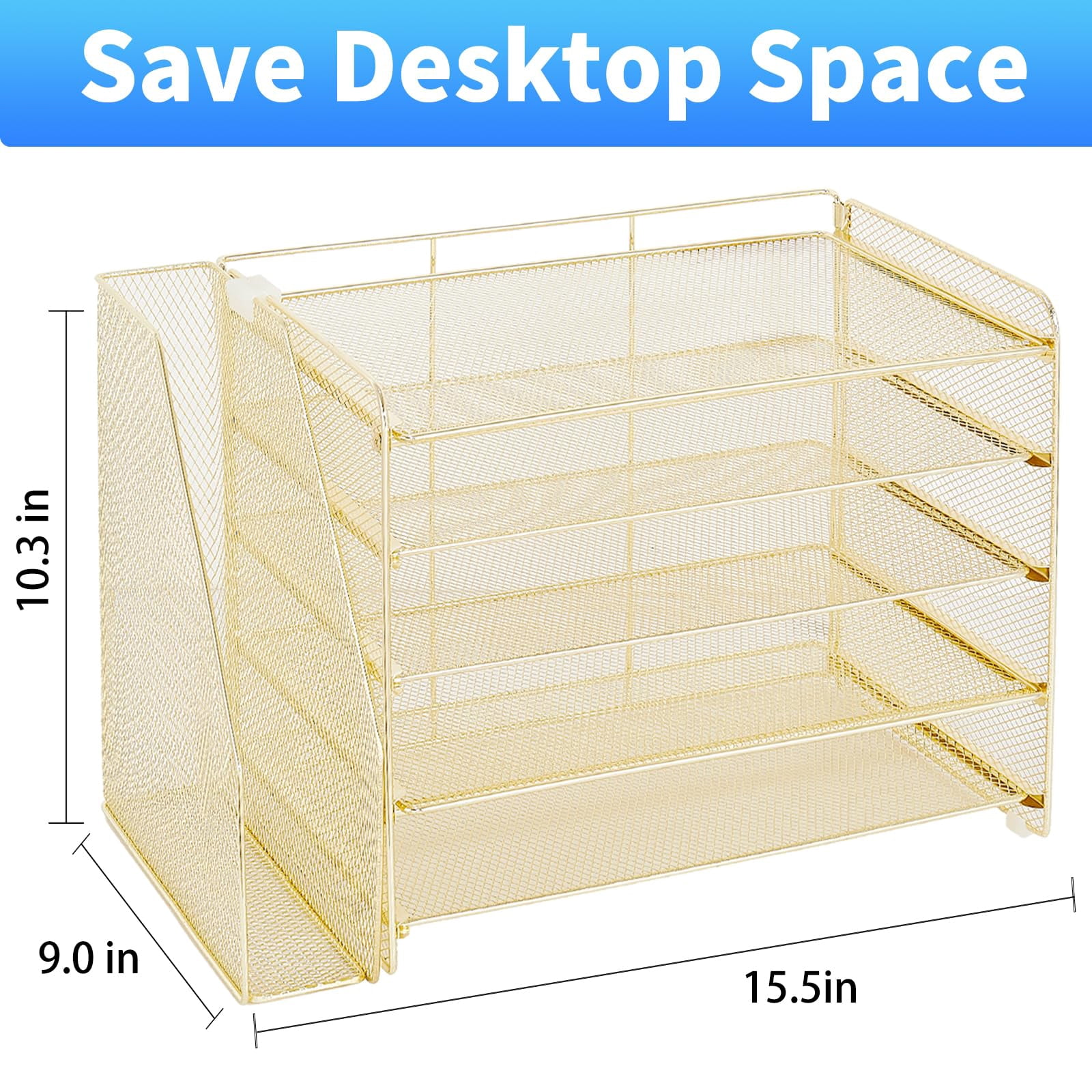Desk Organizer  5-tier Paper Letter Tray With Magazine Holder Office Accessories & Workspace Organizers Desktop File For Supplies Storage