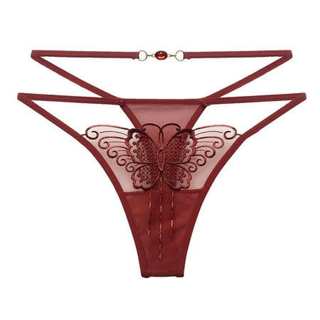 

Women s Briefs Bandage Design Lace Panties Mesh Transparent Perspective Thong Low Waist G-String for Ladies Blue