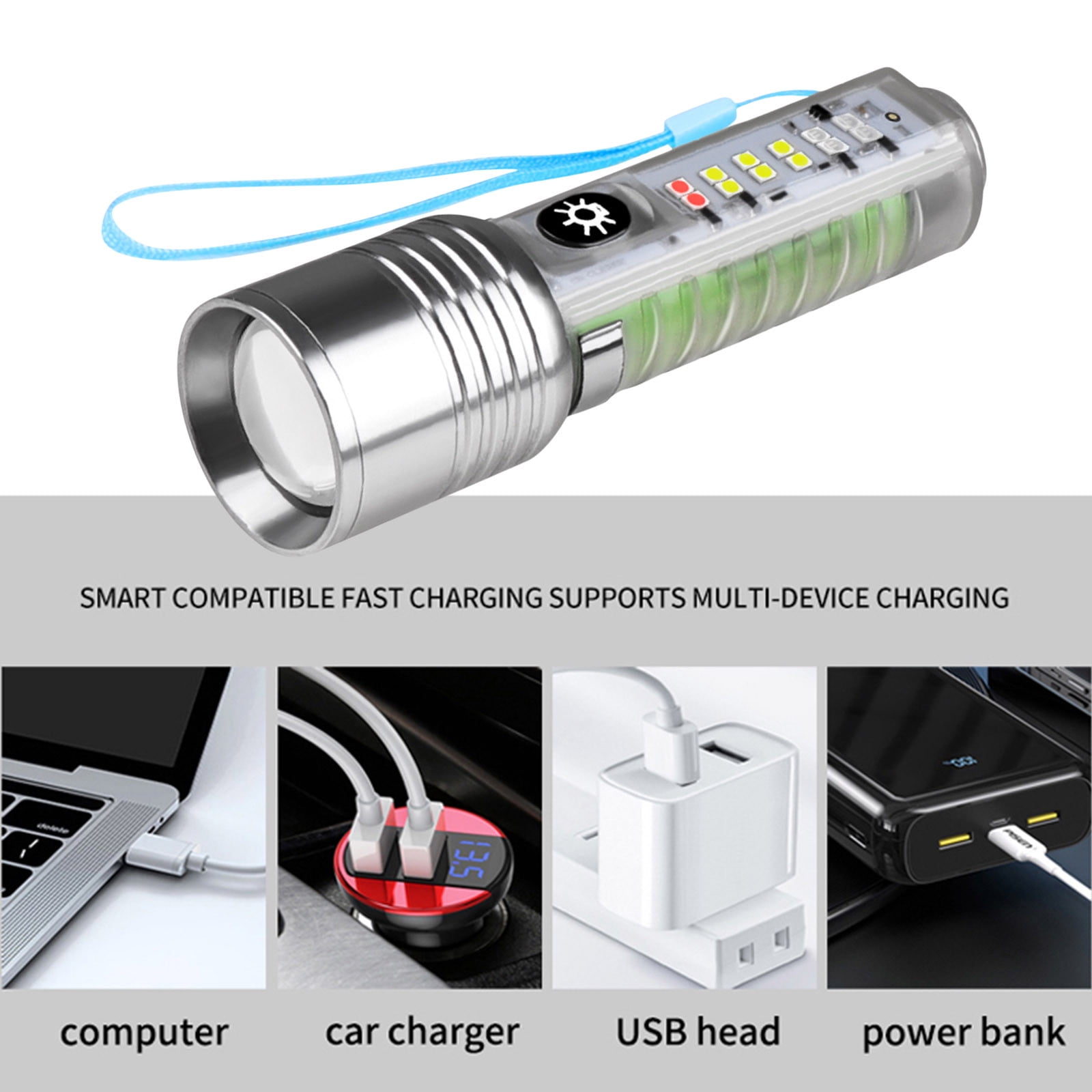 YUNAFFT Small Powerful Flashlight Rechargeable - 350 Lumen 1500mAh LED Flashlights with 8 Light Modes, Waterproof Magnetic Handheld Flashlights