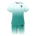 thumbnail image 5 of Glisme Mens 2 Piece Sets Summer Outfits Gradient Print Short Sleeve T Shirt And Shorts Comfortable Casual Two Piece Outfit Durable Matching Set Green, 5 of 5