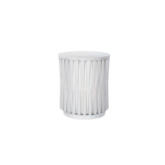 Carolina Hatteras Hi-Lo Vertical Slats Accent Table in Whitewash