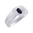thumbnail image 4 of RYLOS Men's Rings 14K White Gold Classic Nugget 6X4MM Oval Gemstone & Diamond Ring Sapphire September Birthstone Rings Size 11, 4 of 7