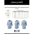 thumbnail image 2 of Made by Olivia Women's Basic Classic Roll up Sleeve Button Down Chambray Denim Shirt, 2 of 4