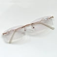 thumbnail image 5 of Women's Ultra-light Rimless Gold Reading Glasses 2.0 Sunglasses Blue Light Blocking Presbyopic Glasses Gradient Purple Rectangle Readers +2.00, 5 of 6