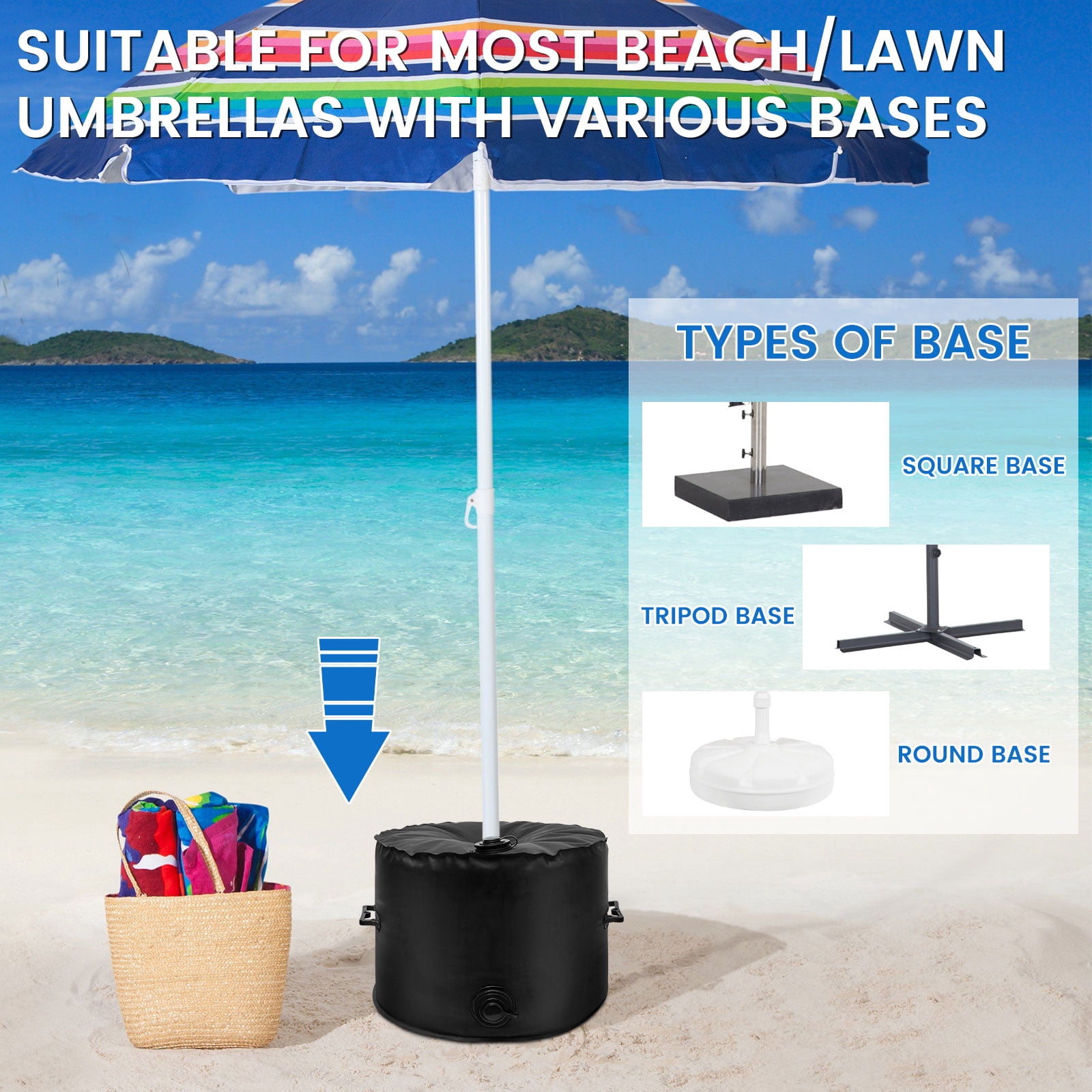 Fznkrag Umbrella Base Weight Bag Up to 100 lbs Umbrella Base Water Bag Umbrella Stand Outdoor Base,40L