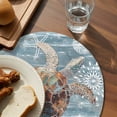 thumbnail image 3 of Blue Sea Turtle Coastal Round Placemats Set of 6 for Dinning Tables,Heat-proof Braided Table Mats 13 Inch,Summer Beach Nautical Starfish Coral Washable Place Mat for Kitchen Restaurant Party Table, 3 of 9
