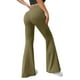 thumbnail image 1 of Pantalones rectos de yoga para mujer: tiro medio, pierna ancha, cintura elástica, bolsillos laterales profundos, lavado a mano, poliéster-spandex, tallas XS-XL, para el trabajo/el fin de semana., 1 of 5