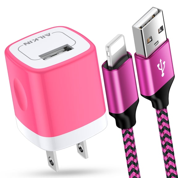 Compatible with iPhone Charger,Fast Charging AILKIN with Cable Cords 6ft Usb Charger Block Charging Block Compatible with iPhone 14/13/12/11/10 Charger,Pink