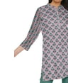 thumbnail image 4 of Moomaya Printed Indian Short Kurti Dress Poly Crepe Tunic Close Collar Mini Dress, 4 of 5