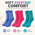 thumbnail image 2 of Girls High Low Textured Crew Socks, 3 Pack, Soft Breathable Every Day Socks, PINK, M, 2 of 8