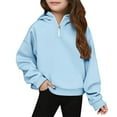 thumbnail image 2 of Boys Hoodies Long Sleeve Pullover Basic Solid Hooded Sweatshirts for Boys Girls Fleece Half Zip up Fall Pullover Sweatshirt, 2 of 9