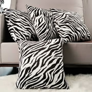 MERRYLIFE 4-Pack 18"*18" Velvet Soft Zebra Print Decorative Square Pillow Covers for Couch Sofa Patio Chair Bedroom Home Car Dcor(Zebra)