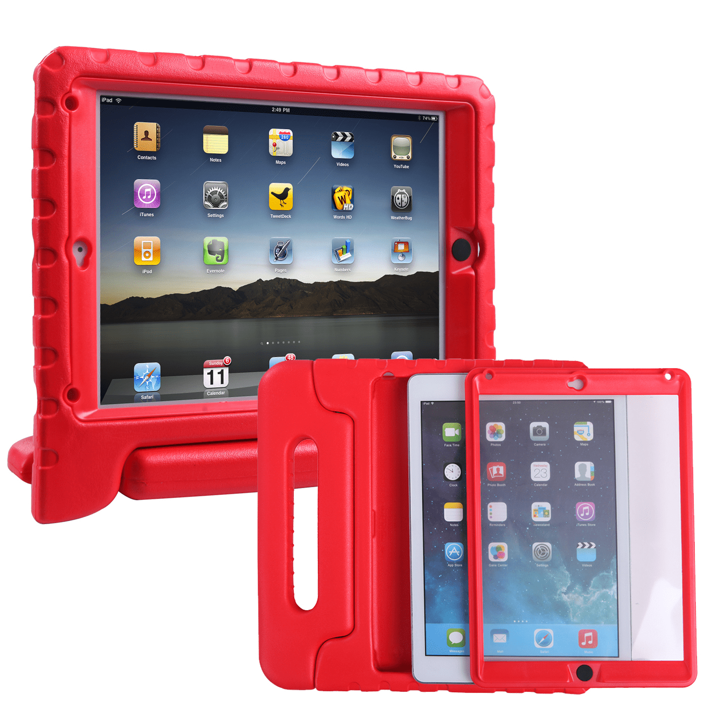 HDE iPad Air Bumper Case for Kids Shockproof Hard Cover Handle Stand