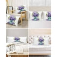 thumbnail image 6 of Hokiten Pillow Cases Standard Size Set of 2, Lumbar Pillow Covers, Purple Hydrangeas Satin Pillowcases with Zipper for Hair/Skin, Pillow Protector Cover, Farmhouse Purple Stripe Linen 20x26 Inches, 6 of 6