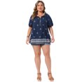 thumbnail image 3 of DARING DIVA Women's Plus Summer Top V Neck Short Sleeve Blouses 2X Navy Blue, 3 of 6