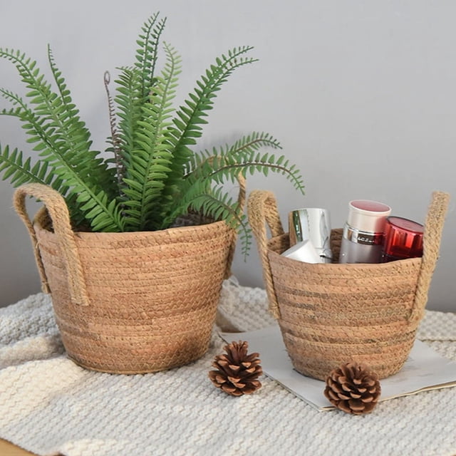 Woven Handheld Flower Baskets Rattan Plant Pots Plant Pots Storage Baskets Home Decoration Flower Baskets A