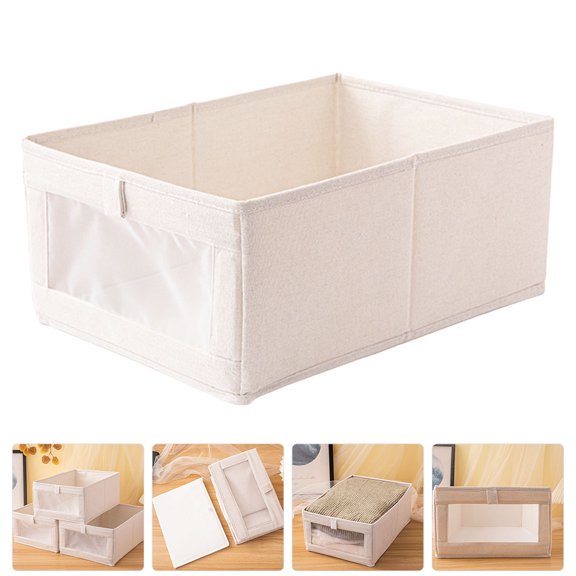 GOOHOCHY Small Clothes Storage Organizer Bins for Wardrobe, White Closet Storage Basket for Home and Bedroom