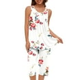 thumbnail image 6 of felwors Women Pajamas Sets Loungewear Soft Sleepwear Two Piece Summer Sleeveless Pjs Tank Top Pants with Pocket S-3XL White, XXL, 6 of 7