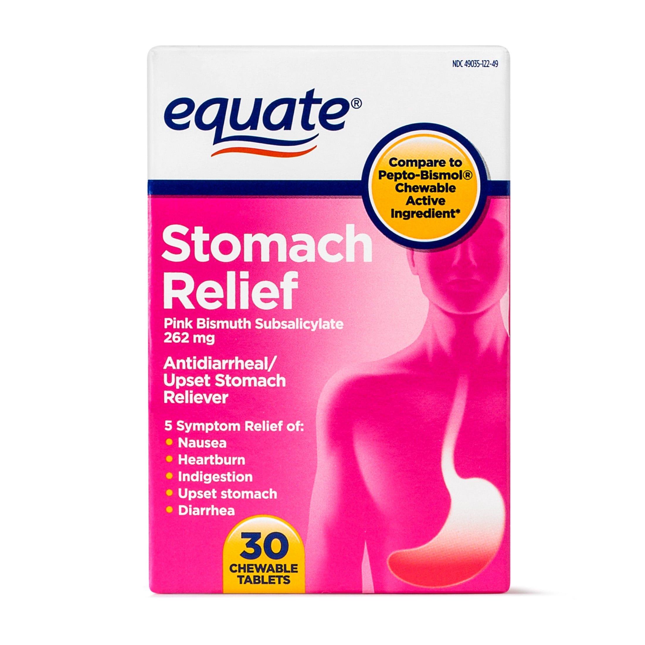 Equate Stomach Relief Chewable Tablets 262 Mg 30 Ct