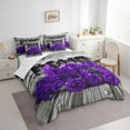 thumbnail image 3 of Feelyou Purple Anniversary Rose Bedding Comforter Set 7pcs, Rustic Cabin Full Bedding Set, 3 of 8