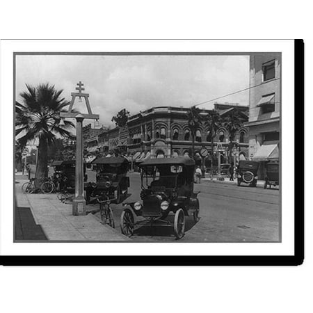 Historic Print, Main Street, Riverside, Calif. Ford automobile in foreground, 18" x 24"