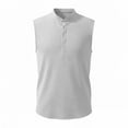 thumbnail image 3 of yillto Men Tank Tops Sleeveless Shirts Round Neck Buttons Beach Vacation Tees Solid Color Loose Summer Tshirts, 3 of 6