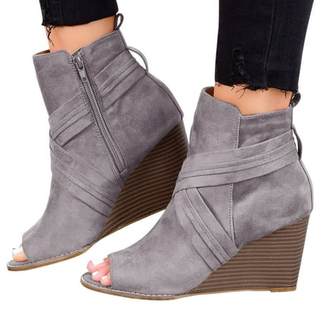 

Cathalem Comfy Shoes for Women Sandals Ladies Fashion Sandals Solid Sandals For Women Roman Zippers Wedges Casual Shoes Women s Sandal Grey 7.5