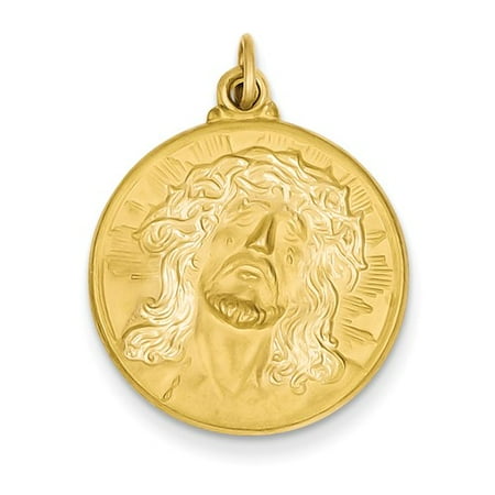 14k Yellow Gold Engravable Head of Jesus Medal Pendant